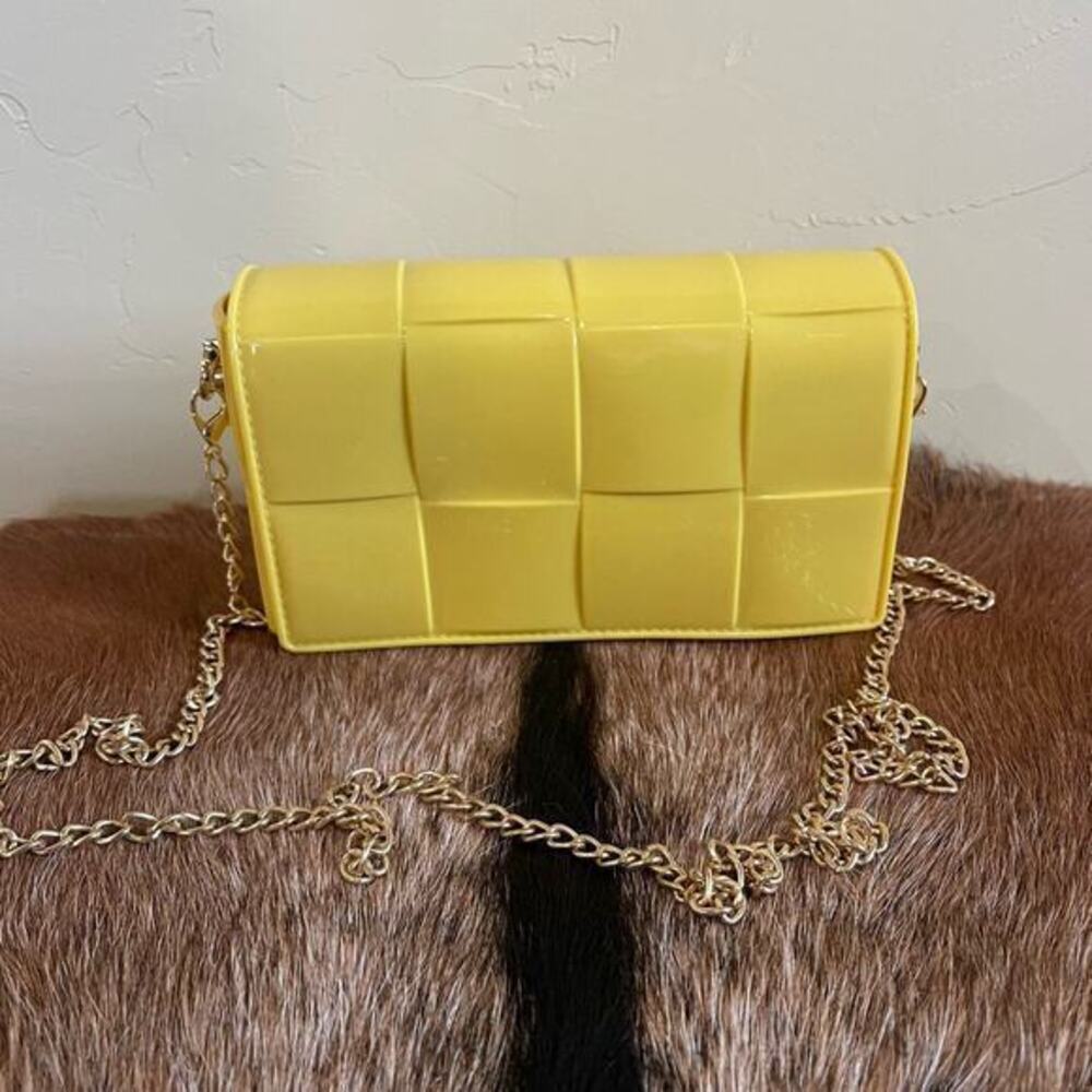 Golden Mini Jelly Crossbody‎ Bag with Gold Chain
